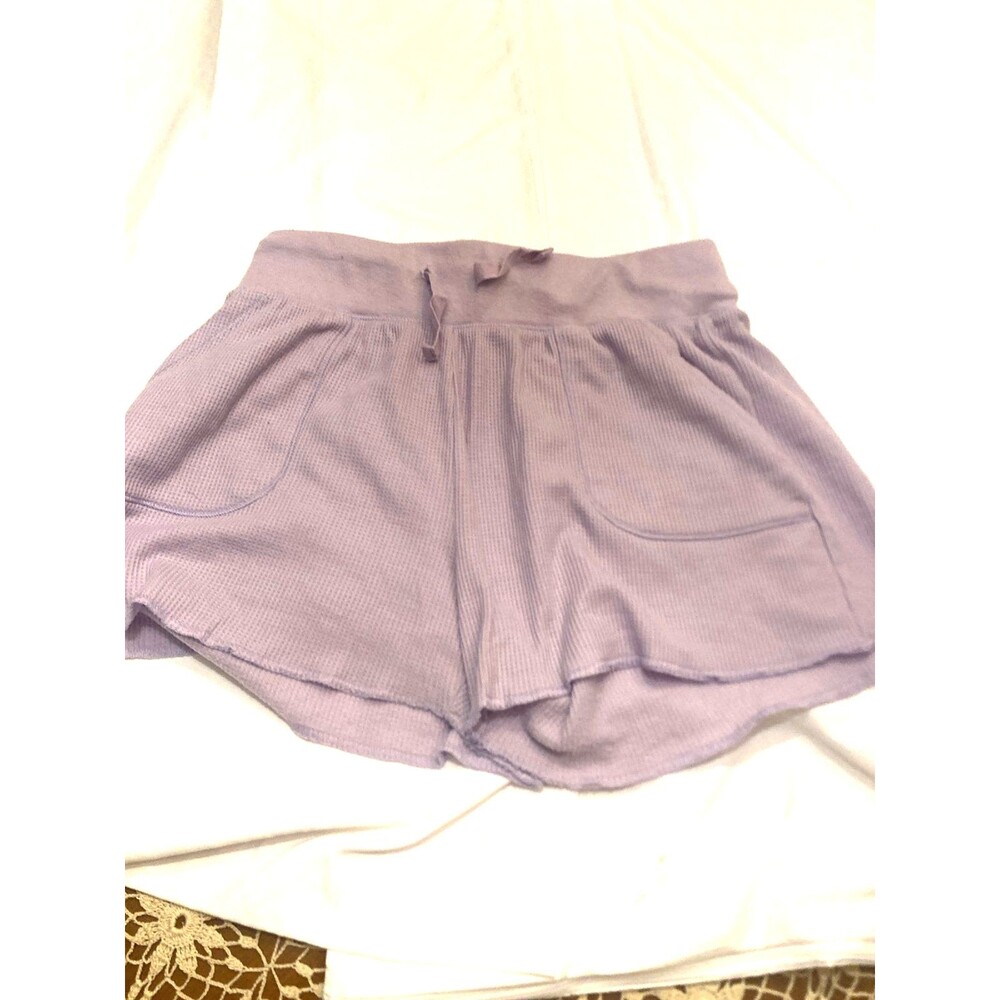 Rumi Ryder Girls Waffle Knit Lounge Shorts With Pockets Lavender XL 16/18